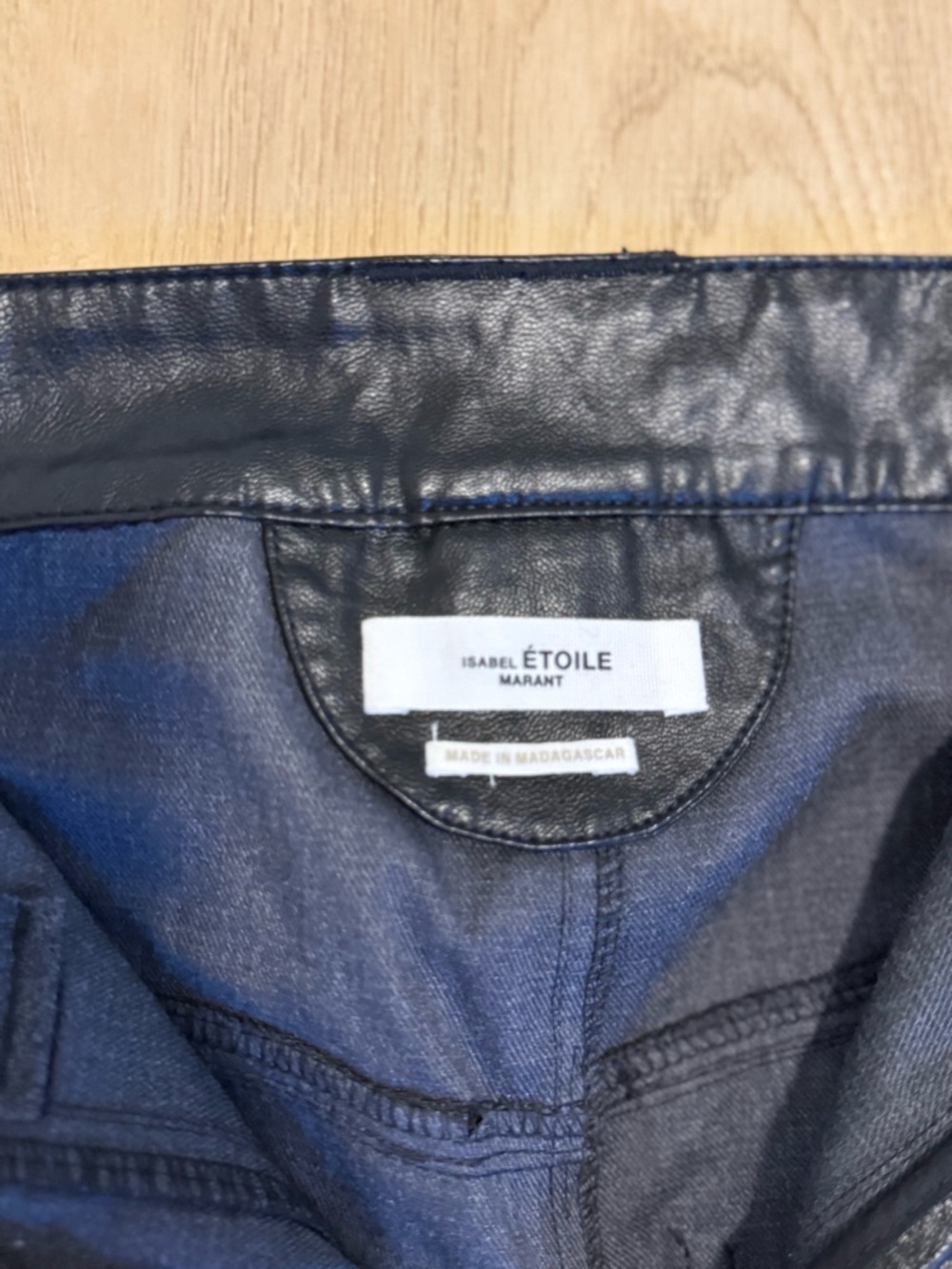 High-Rise Black Faux Leather Straight-Leg Pants - Picture 3 of 4